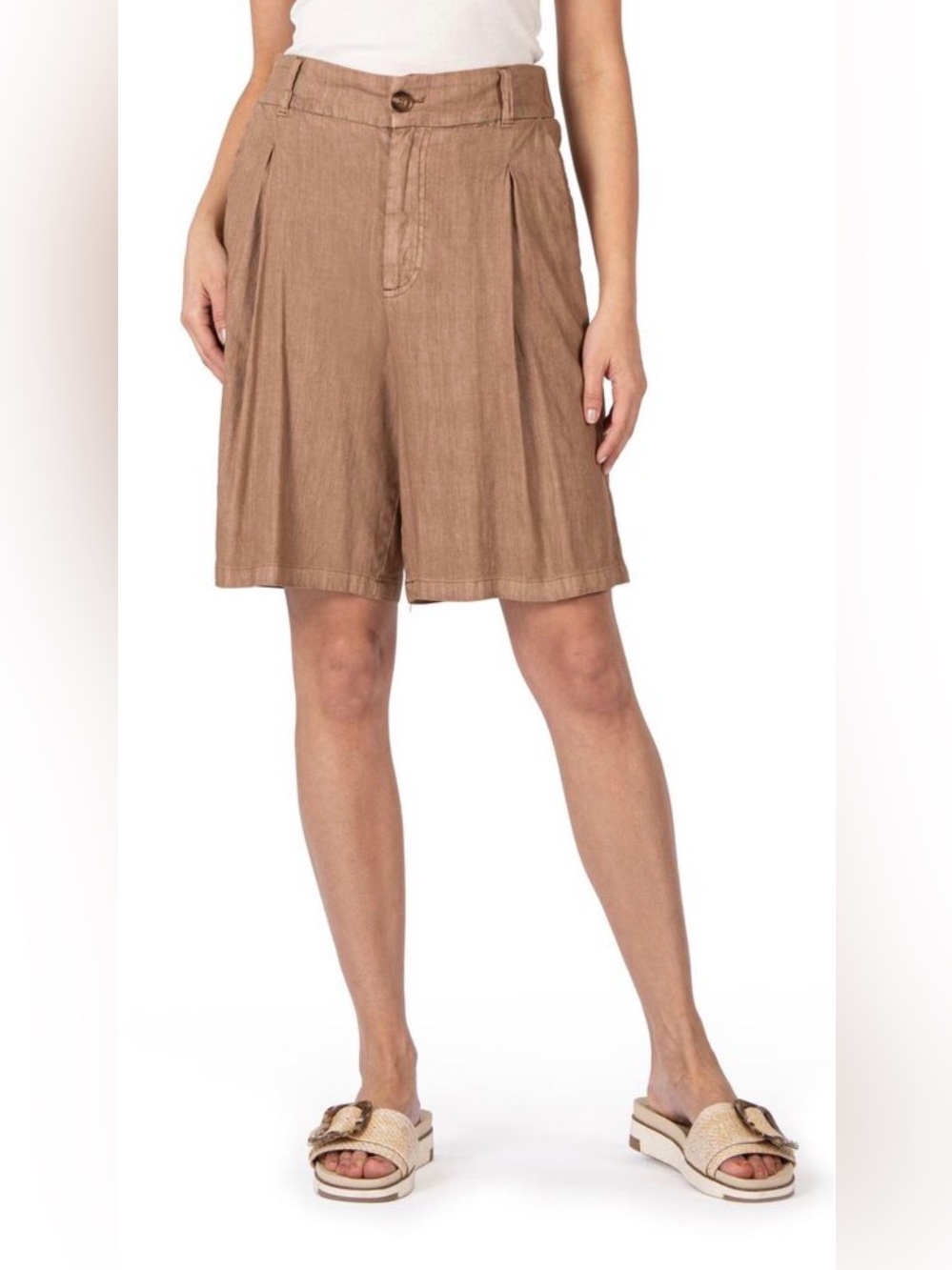 NWOT Kut From the Kloth size 14 high rise Bermuda shorts Nicolette khaki preppy